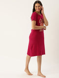 Donut Print Mid Length Nightdress in Red