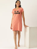 Girl Power Peachy Short Nightdress - 100% Cotton