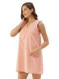Slumber Jill Carron Rose Pink Dobby Self Design Night Dress