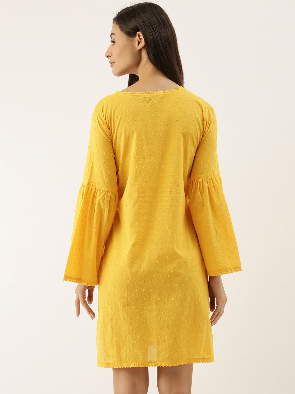 Slumber Jill Cyril Mustard Yellow Bell Sleeves Night Dress