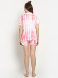 Slumber Jill Tie&Dye Printed Pink Shorts Set with Matching Mask