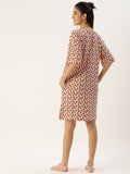 Oversized Polka Party T-Shirt Dress in Peach - 100% Cotton
