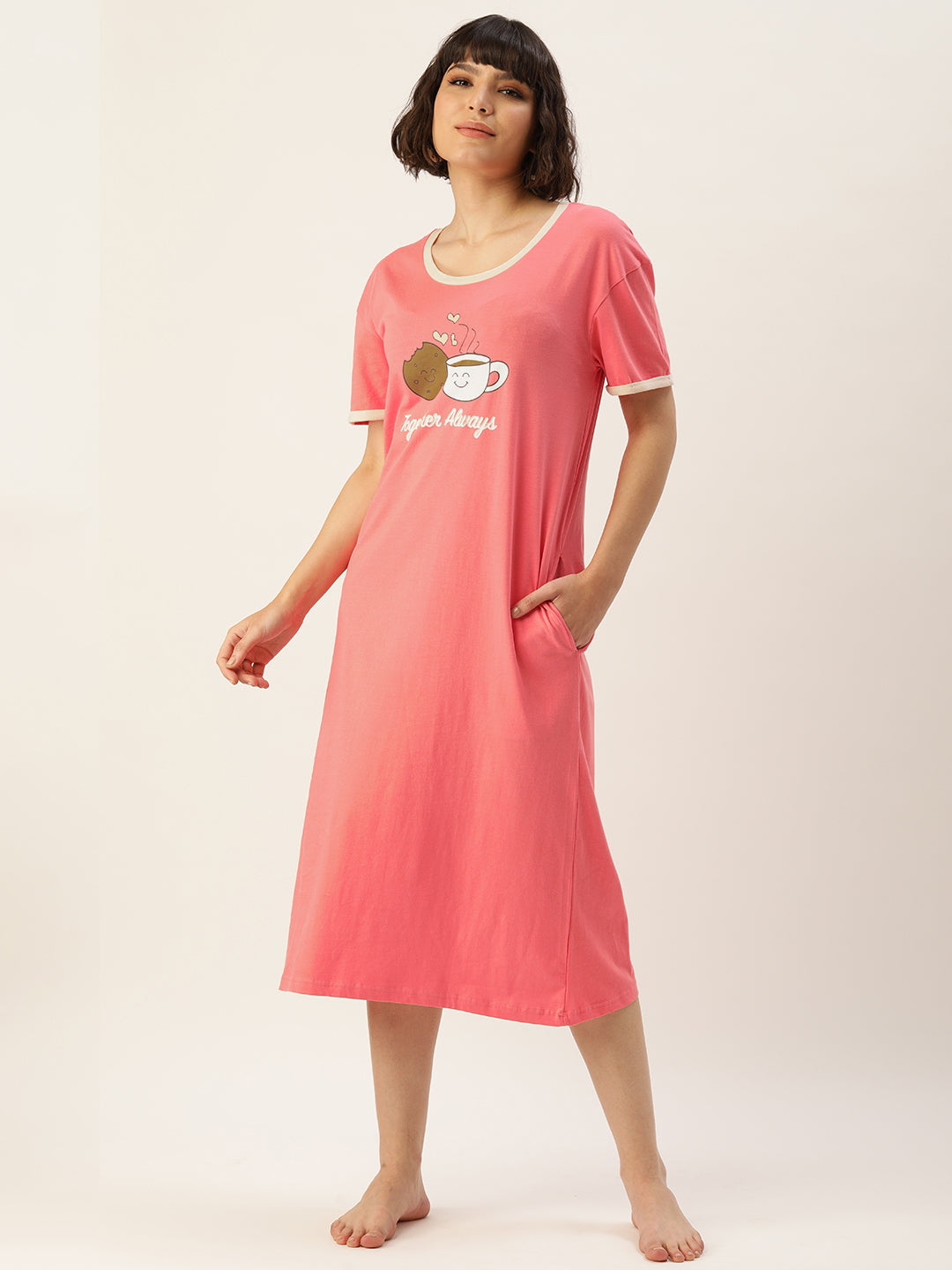 Together Always Tea Rose Printed Nightdress - 100% Cotton