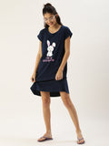Sarcastic Bunny T-Shirt Dress in Navy - 100% Cotton