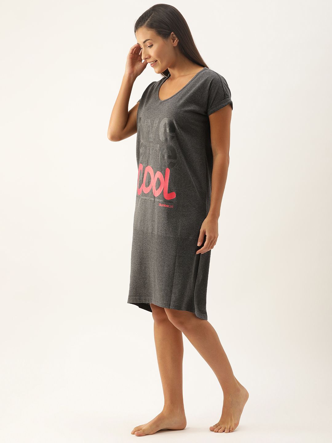Loose Fit "We are Cool" Sleep Shirt - Colour Charcoal