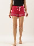Embroidered Women Serise Red Shorts
