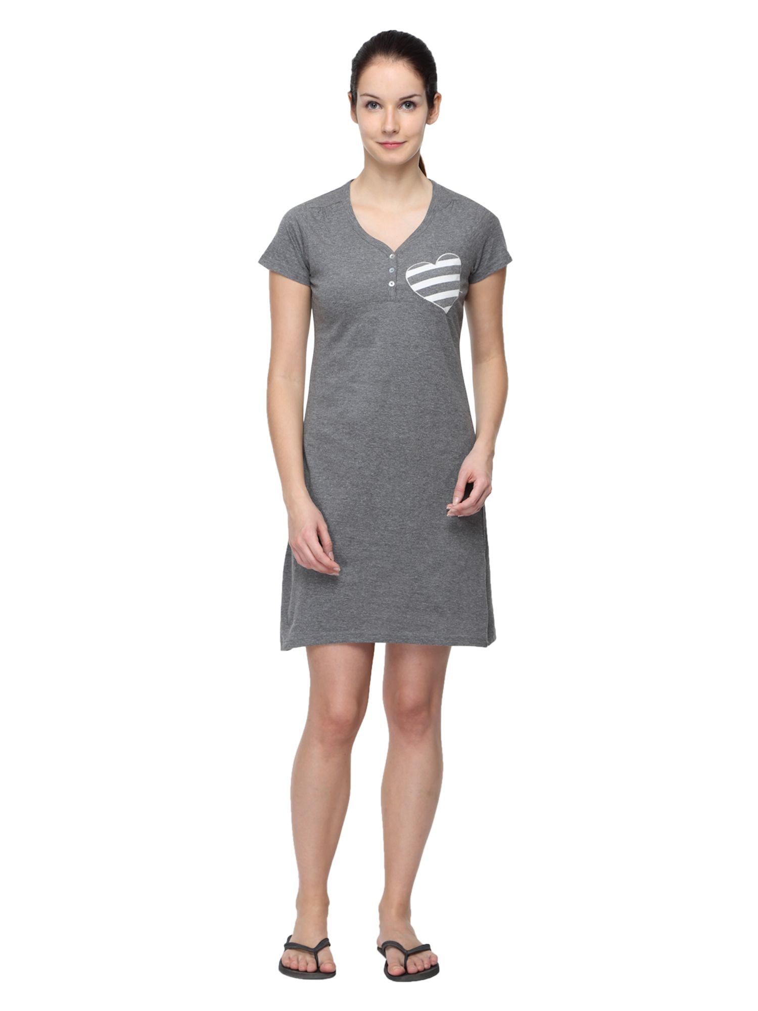 Women's Applique Grey Sleepshirt