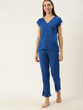 Slumber Jill Polka print lace blue Pyjama set