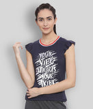 Slumber Jill Graphic Print Women Round Neck Blue T-Shirt