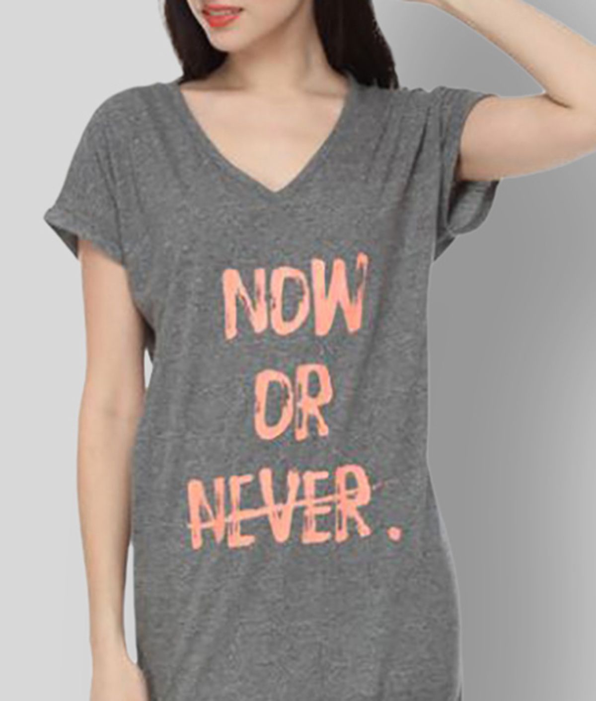 Now or Never Graphic Print Grey Sleepshirt